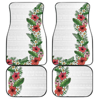 Hawaii Tropical Flowers and Leaves Car Mats Tapa Pattern White Mode