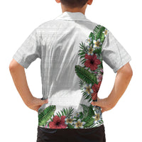 Hawaii Tropical Flowers and Leaves Hawaiian Shirt Tapa Pattern White Mode