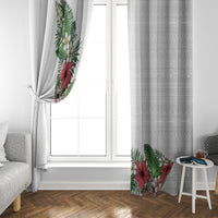 Hawaii Tropical Flowers and Leaves Window Curtain Tapa Pattern White Mode