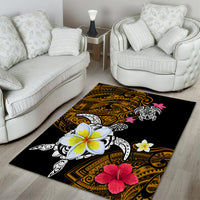 Hawaii Turtle and Tropical Flower Area Rug Polynesian Pattern