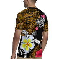 Hawaii Turtle and Tropical Flower Rugby Jersey Polynesian Pattern