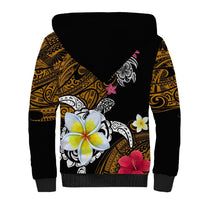 Hawaii Turtle and Tropical Flower Sherpa Hoodie Polynesian Pattern LT03 - Polynesian Pride