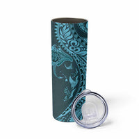 Hawaiian Manta Ray and Polynesian Tribal Tattoo Skinny Tumbler Turquoise Color LT03 - Polynesian Pride