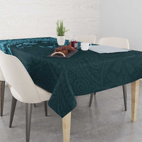 Hawaiian Manta Ray and Polynesian Tribal Tattoo Tablecloth Turquoise Color LT03