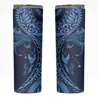 Hawaiian Manta Ray and Polynesian Tribal Tattoo Skinny Tumbler Dark Navy Color LT03 Dark Navy - Polynesian Pride