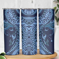Hawaiian Manta Ray and Polynesian Tribal Tattoo Skinny Tumbler Dark Navy Color LT03 - Polynesian Pride
