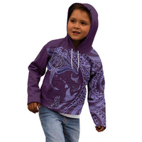 Hawaiian Manta Ray and Polynesian Tribal Tattoo Kid Hoodie Purple Color LT03