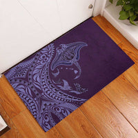 Hawaiian Manta Ray and Polynesian Tribal Tattoo Rubber Doormat Purple Color LT03