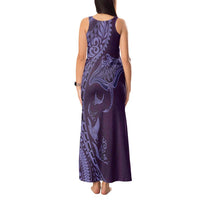 Hawaiian Manta Ray and Polynesian Tribal Tattoo Tank Maxi Dress Purple Color LT03