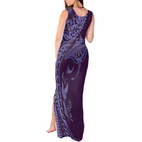 Hawaiian Manta Ray and Polynesian Tribal Tattoo Tank Maxi Dress Purple Color LT03