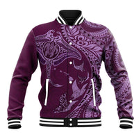 Hawaiian Manta Ray and Polynesian Tribal Tattoo Baseball Jacket Pink Color LT03