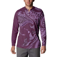 Hawaiian Manta Ray and Polynesian Tribal Tattoo Button Sweatshirt Pink Color LT03