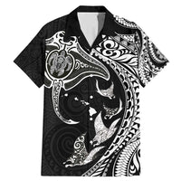 Hawaiian Manta Ray and Polynesian Tribal Tattoo Family Matching Mermaid Dress and Hawaiian Shirt Black Color LT03