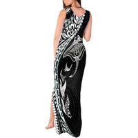 Hawaiian Manta Ray and Polynesian Tribal Tattoo Tank Maxi Dress Black Color LT03