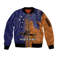 Papua New Guinea New Ireland Province Sleeve Zip Bomber Jacket PNG Birds Of Paradise Polynesian Arty Style LT03 Unisex Orange - Polynesian Pride