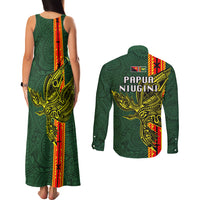 Papua New Guinea Oro Province Couples Matching Tank Maxi Dress and Long Sleeve Button Shirts PNG Birds Of Paradise Polynesian Arty Style LT03 - Polynesian Pride
