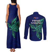 Papua New Guinea Bougainville Couples Matching Tank Maxi Dress and Long Sleeve Button Shirts PNG Birds Of Paradise Polynesian Arty Style LT03 - Polynesian Pride