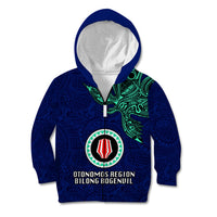 Papua New Guinea Bougainville Kid Hoodie PNG Birds Of Paradise Polynesian Arty Style LT03 Zip Hoodie Blue - Polynesian Pride