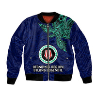 Custom Papua New Guinea Bougainville Bomber Jacket PNG Birds Of Paradise Polynesian Arty Style LT03 Unisex Blue - Polynesian Pride
