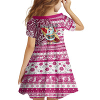 Custom Hawaii Mele Kalikimaka Family Matching Puletasi Dress and Hawaiian Shirt Santa Claus Surfing with Hawaiian Pattern Striped Pink Style LT03 - Polynesian Pride
