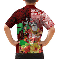 Hawaii Mele Kalikimaka Hawaiian Shirt Santa Claus and Hula Girl Tropical Folwer with Hawaiian Pattern LT03 - Polynesian Pride