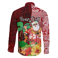 Custom Hawaii Mele Kalikimaka Family Matching Mermaid Dress and Hawaiian Shirt Santa Claus and Hula Girl Tropical Folwer with Hawaiian Pattern LT03 - Polynesian Pride