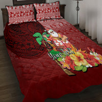 Custom Hawaii Mele Kalikimaka Quilt Bed Set Santa Claus and Hula Girl Tropical Folwer with Hawaiian Pattern LT03 - Polynesian Pride