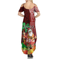 Custom Hawaii Mele Kalikimaka Summer Maxi Dress Santa Claus and Hula Girl Tropical Folwer with Hawaiian Pattern LT03 - Polynesian Pride