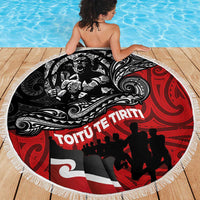 Aotearoa Toitu Te Tiriti Beach Blanket Honoring Te Tiriti o Waitangi Maori Haka