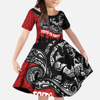 Aotearoa Toitu Te Tiriti Family Matching Long Sleeve Bodycon Dress and Hawaiian Shirt Honoring Te Tiriti o Waitangi Maori Haka LT03 Daughter's Dress Red - Polynesian Pride