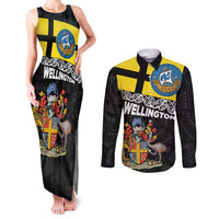 New Zealand Wellington Couples Matching Tank Maxi Dress and Long Sleeve Button Shirt The Capital's Emblems Flag and Koru Art
