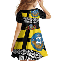 New Zealand Wellington Kid Short Sleeve Dress The Capital's Emblems Flag and Koru Art LT03 - Polynesian Pride