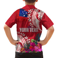 Personalised Samoa Coat Of Arms Hawaiian Shirt Tropical Flower Red Polynesian Pattern LT03 - Polynesian Pride