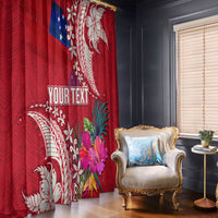 Personalised Samoa Coat Of Arms Window Curtain Tropical Flower Red Polynesian Pattern LT03 - Polynesian Pride