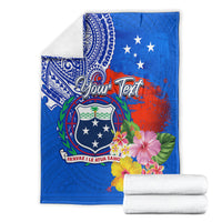 Personalised Samoa Coat Of Arms Blanket Hibiscus Polynesian Tattoo Pattern LT03 - Polynesian Pride