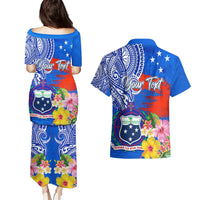 Personalised Samoa Coat Of Arms Couples Matching Puletasi Dress and Hawaiian Shirt Hibiscus Polynesian Tattoo Pattern LT03 - Polynesian Pride