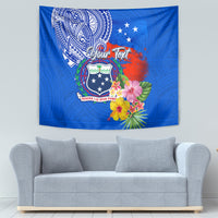 Personalised Samoa Coat Of Arms Tapestry Hibiscus Polynesian Tattoo Pattern LT03 - Polynesian Pride