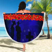 New Zealand and Australia ANZAC Day Beach Blanket Lest We Forget Red Poppy Flowers and Soldier LT03 - Polynesian Pride