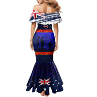 New Zealand and Australia ANZAC Day Family Matching Mermaid Dress and Hawaiian Shirt Lest We Forget Red Poppy Flowers and Soldier LT03 - Polynesian Pride
