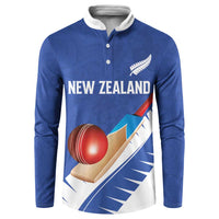 Custom New Zealand Cricket Button Sweatshirt Kiwi Birds Haka Dance Blue Fern Sporty Style