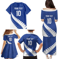 Custom New Zealand Cricket Family Matching Puletasi and Hawaiian Shirt Kiwi Birds Haka Dance Blue Fern Sporty Style LT03 - Polynesian Pride