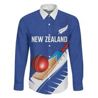Custom New Zealand Cricket Family Matching Puletasi and Hawaiian Shirt Kiwi Birds Haka Dance Blue Fern Sporty Style LT03 Dad's Shirt - Long Sleeve Blue - Polynesian Pride