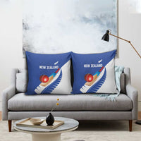 New Zealand Cricket Pillow Cover Kiwi Birds Haka Dance Blue Fern Sporty Style LT03 - Polynesian Pride
