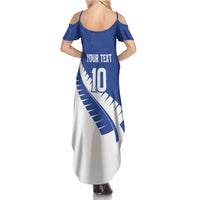 Custom New Zealand Cricket Summer Maxi Dress Kiwi Birds Haka Dance Blue Fern Sporty Style LT03 - Polynesian Pride