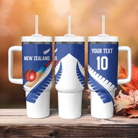 Custom New Zealand Cricket Tumbler With Handle Kiwi Birds Haka Dance Blue Fern Sporty Style LT03 - Polynesian Pride