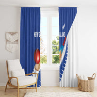 New Zealand Cricket Window Curtain Kiwi Birds Haka Dance Blue Fern Sporty Style LT03 - Polynesian Pride