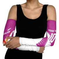 Custom New Zealand Cricket Arm Sleeves Kiwi Birds Haka Dance Pink Fern Sporty Style LT03 - Polynesian Pride