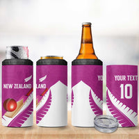 Custom New Zealand Cricket 4 in 1 Can Cooler Tumbler Kiwi Birds Haka Dance Pink Fern Sporty Style LT03 - Polynesian Pride