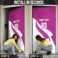 Custom New Zealand Cricket Door Cover Kiwi Birds Haka Dance Pink Fern Sporty Style LT03 - Polynesian Pride