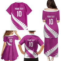 Custom New Zealand Cricket Family Matching Puletasi and Hawaiian Shirt Kiwi Birds Haka Dance Pink Fern Sporty Style LT03 - Polynesian Pride